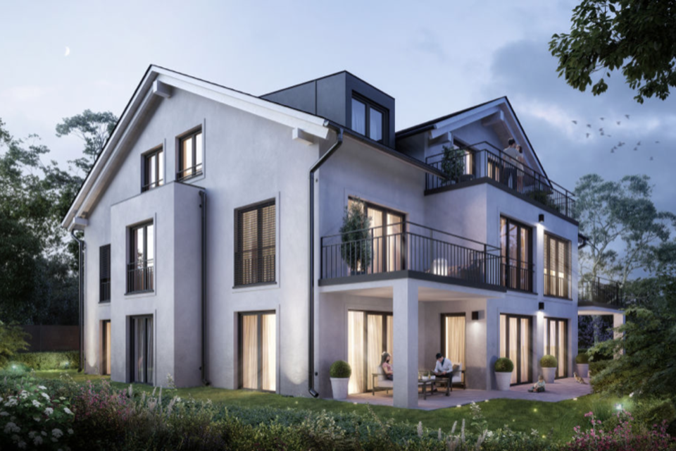 Furnished apartment, building facade with contemporary architectural design in Munich Giesing