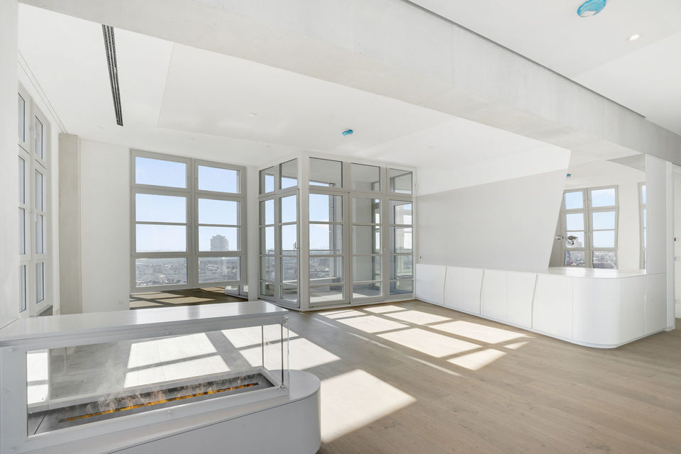 Furnished apartment, living room with panoramic windows in Berlin Charlottenburg