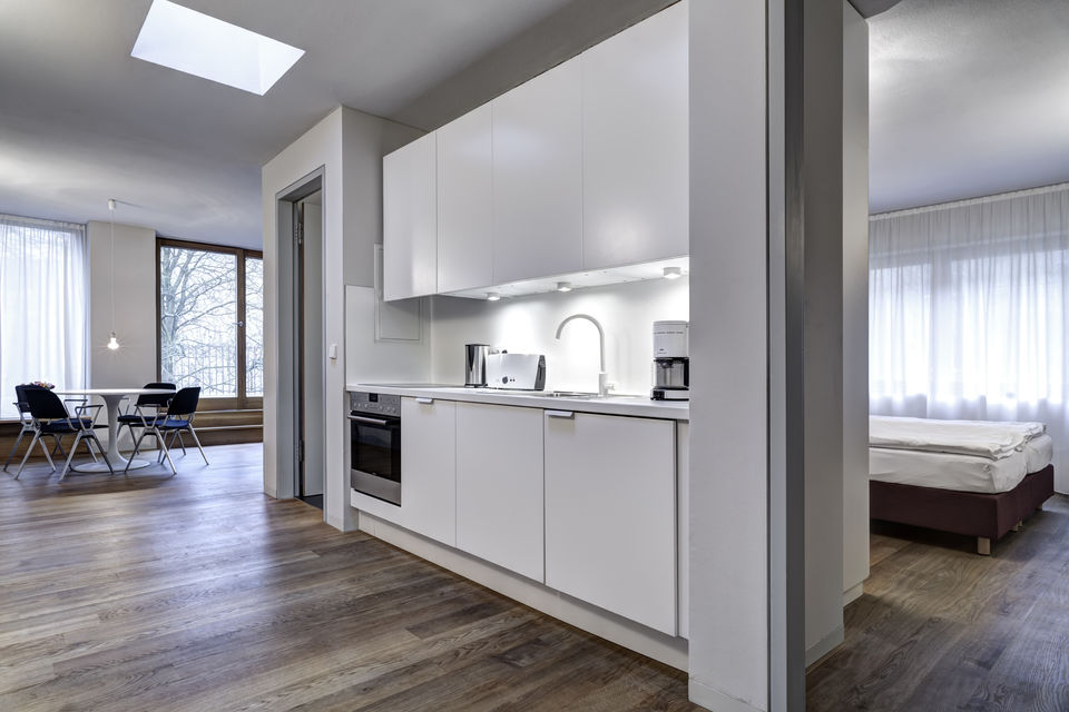 Furnished apartment, kitchen with open floor plan in Berlin Friedrichshain