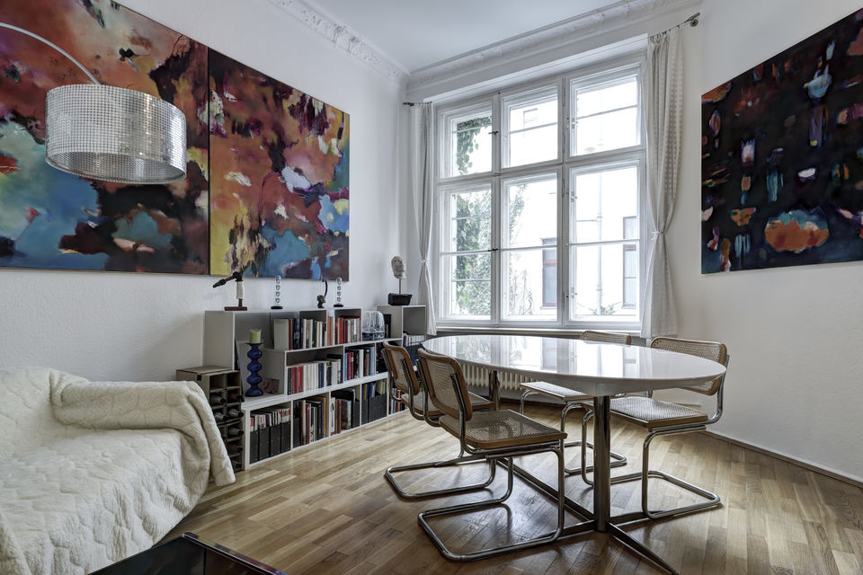 Furnished apartment, living room with artwork in Berlin Schöneberg