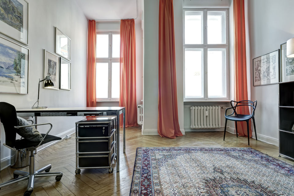 Furnished apartment, bedroom with parquet flooring in Berlin Wilmersdorf