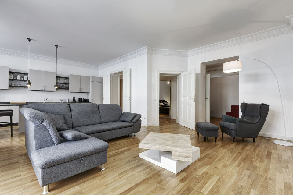 Furnished apartment, living room with corner sofa in Berlin Schöneberg