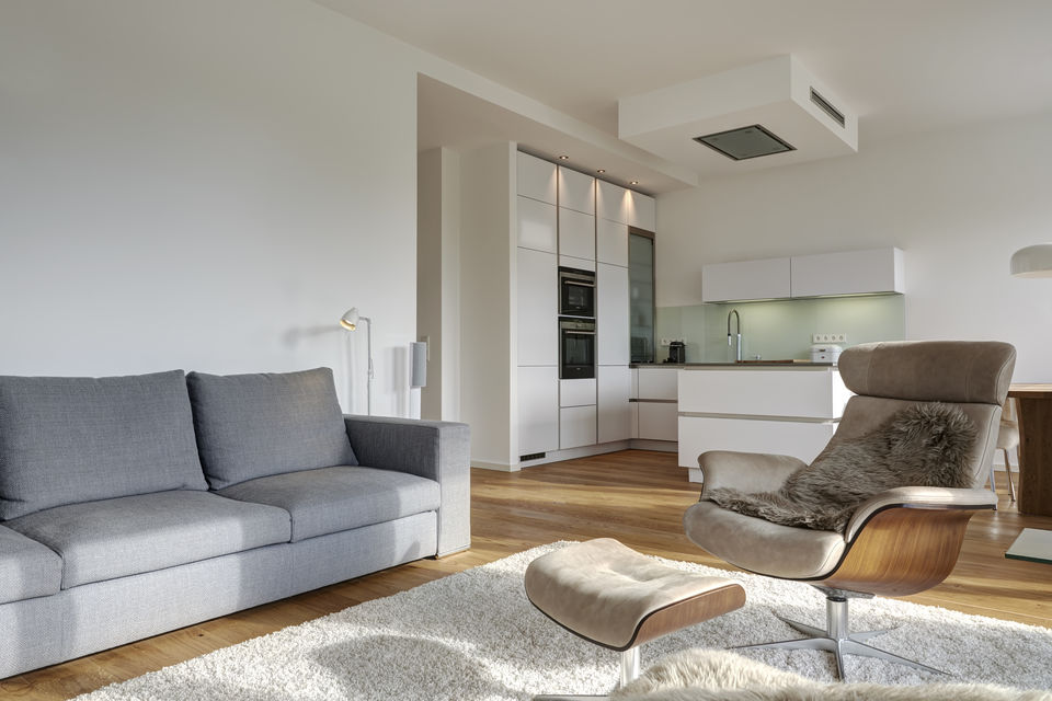 Furnished apartment, living room with open kitchen in Berlin Friedrichshain