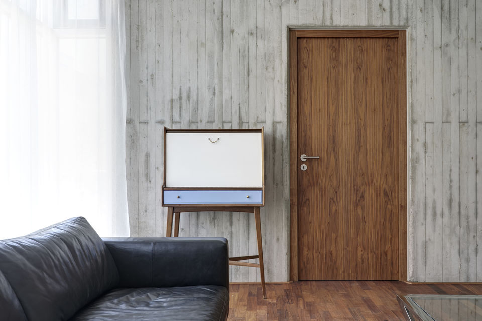 Furnished apartment, living room with vintage sideboard in Berlin Mitte
