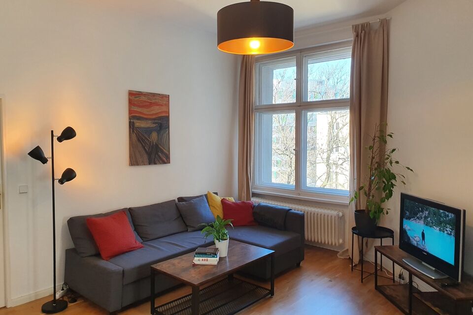 Furnished apartment, living room with corner sofa in Berlin Schöneberg