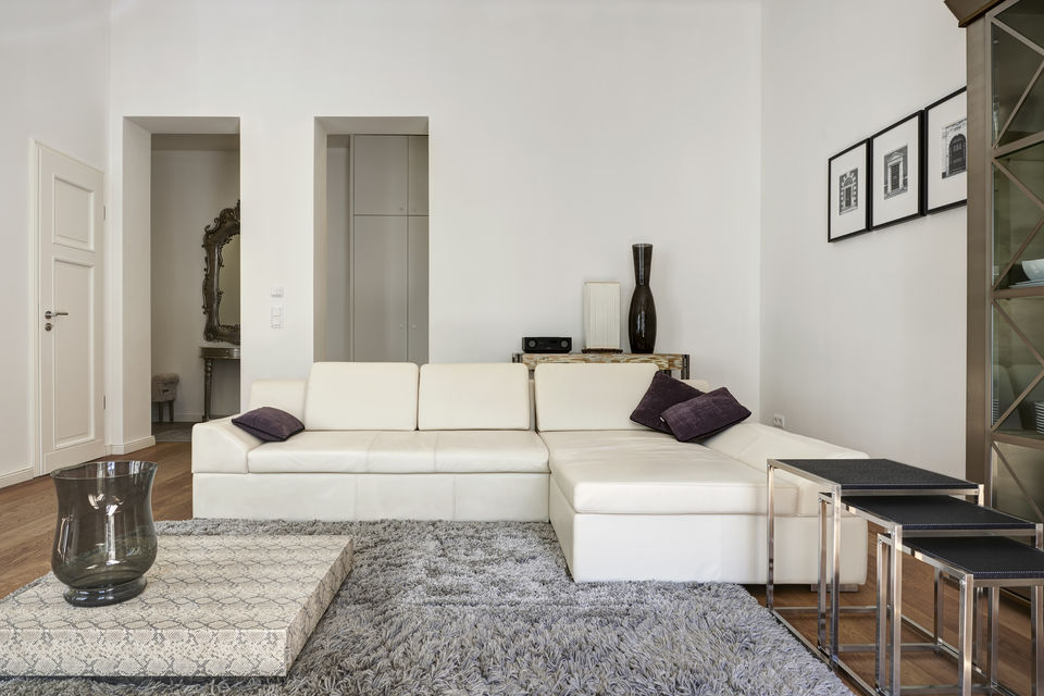 Furnished apartment, living room with corner sofa in Berlin Charlottenburg
