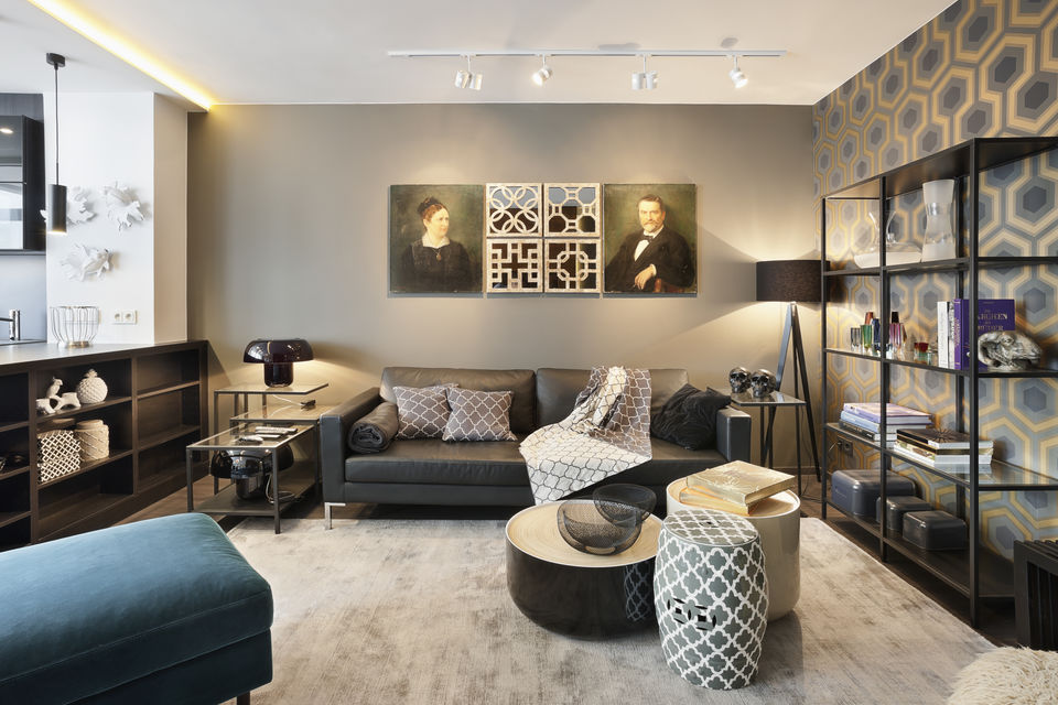 Furnished apartment, living room with contemporary furnishings in Berlin Schöneberg