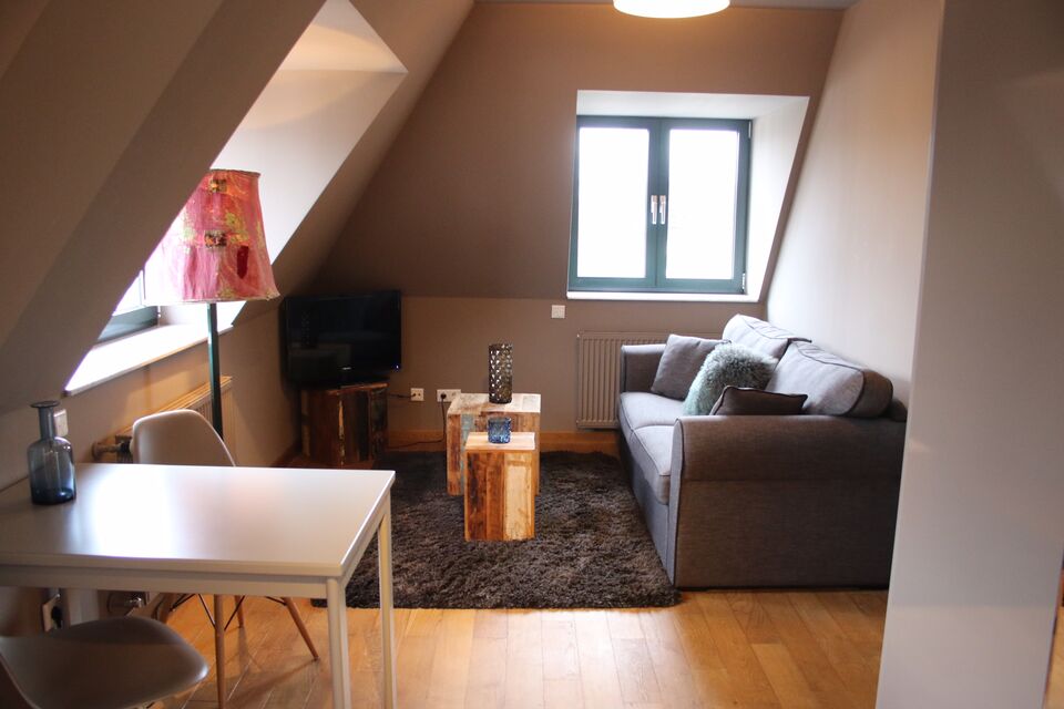 Furnished apartment, living room with sloped ceiling in Frankfurt Nordend-Ost