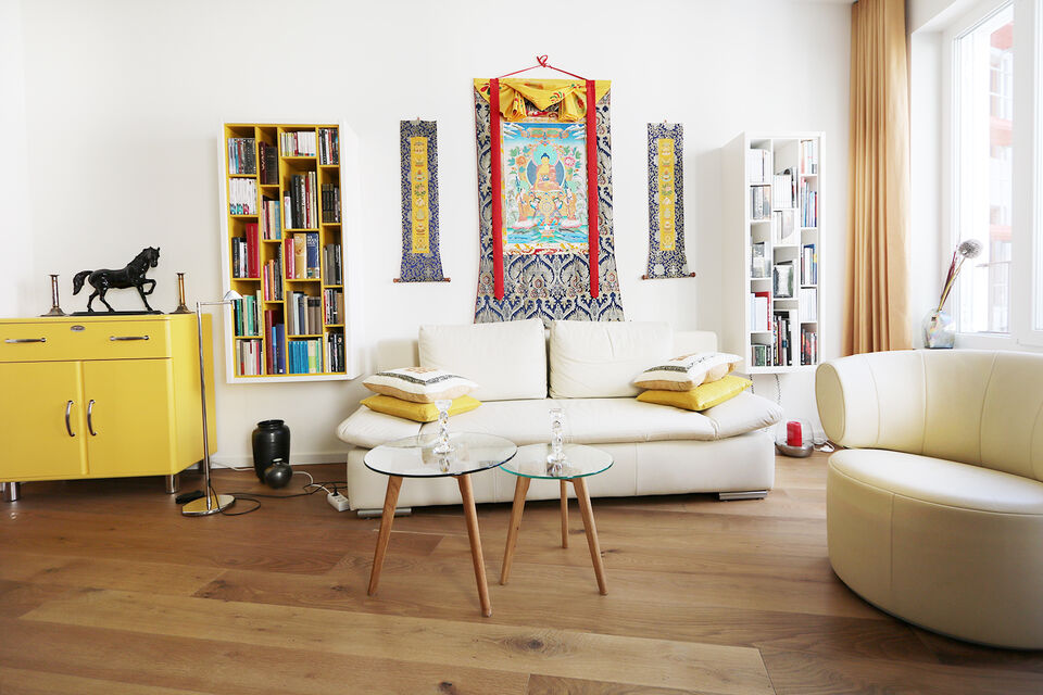 Furnished apartment, living room with contemporary design in Berlin Mitte