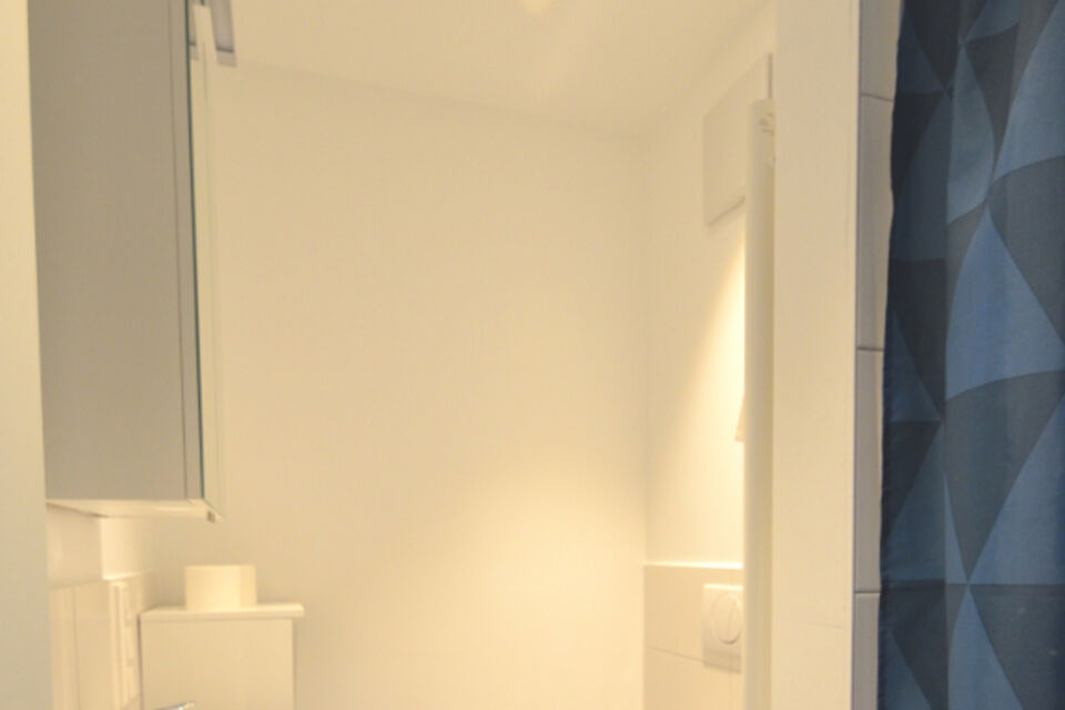 Serviced apartment, bathroom with walk-in shower in Frankfurt Niederrad