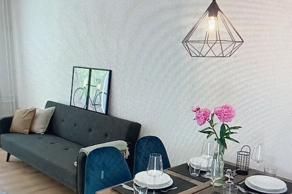 Furnished apartment, living room with dining table in Berlin Treptow-Köpenick
