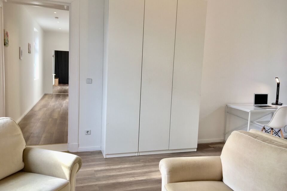 Furnished apartment, living room with built-in wardrobes in Berlin Friedrichshain