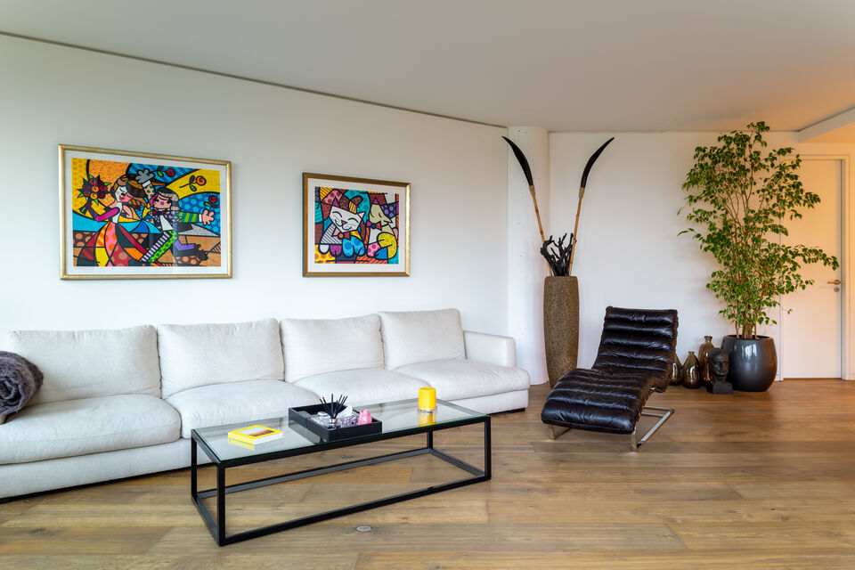 Furnished apartment, living room with designer artwork in Berlin Mitte