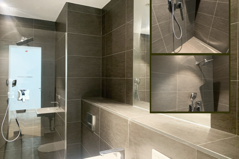 Möblierte Wohnung, Badezimmer 1 mit begehbarer Dusche in Frankfurt Gallus