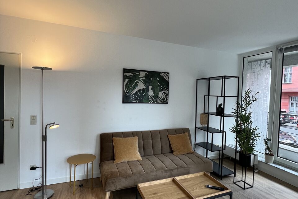 Furnished apartment, living room with designer sofa in Berlin Schöneberg