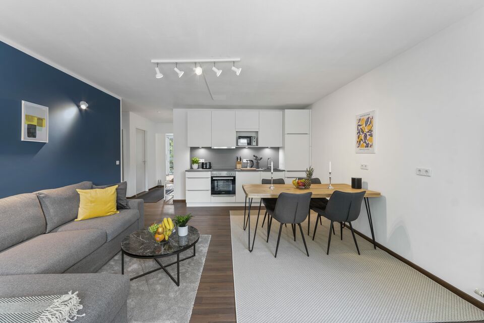 Furnished apartment, living room with open kitchen in Berlin Tegel
