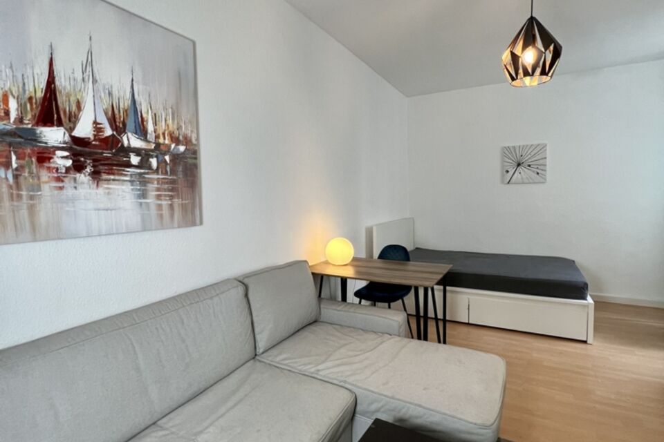 Furnished apartment, living room with corner sofa in Berlin Prenzlauer Berg