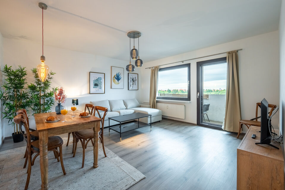 Furnished apartment, living room with water view in Berlin Wedding