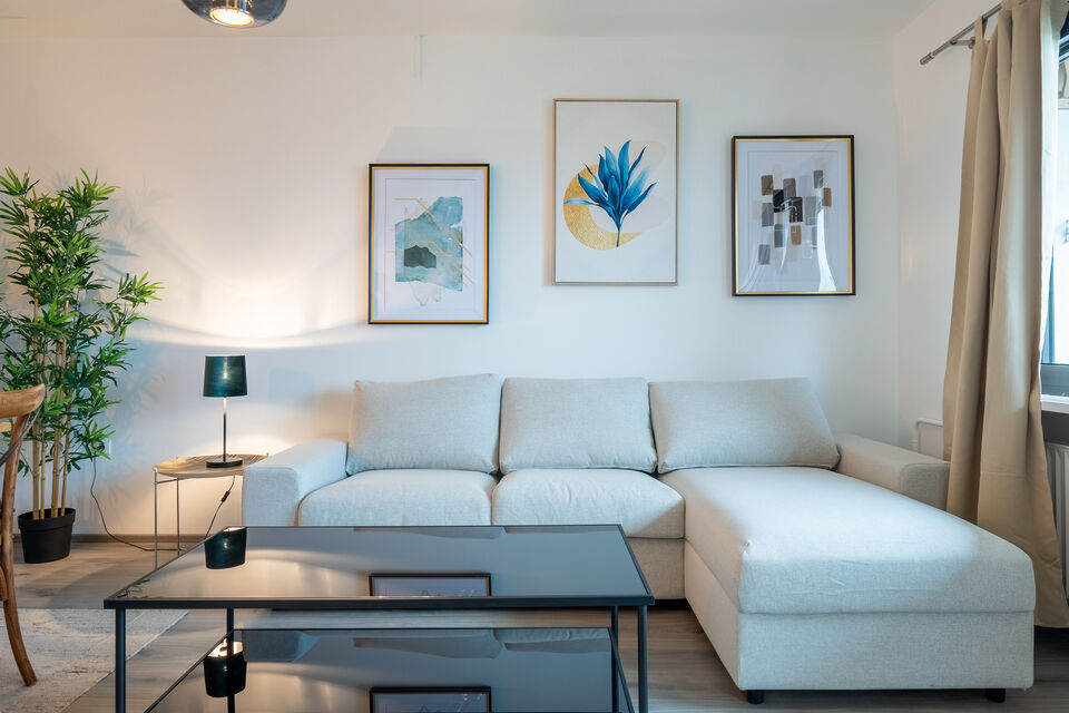 Furnished apartment, living room with corner sofa in Berlin Wedding