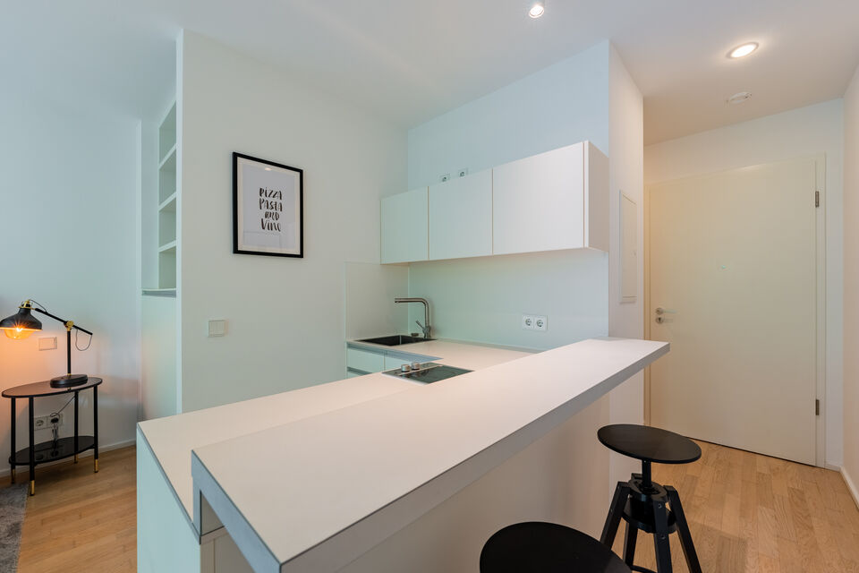 Furnished apartment, kitchen with kitchen counter in Berlin Kreuzberg