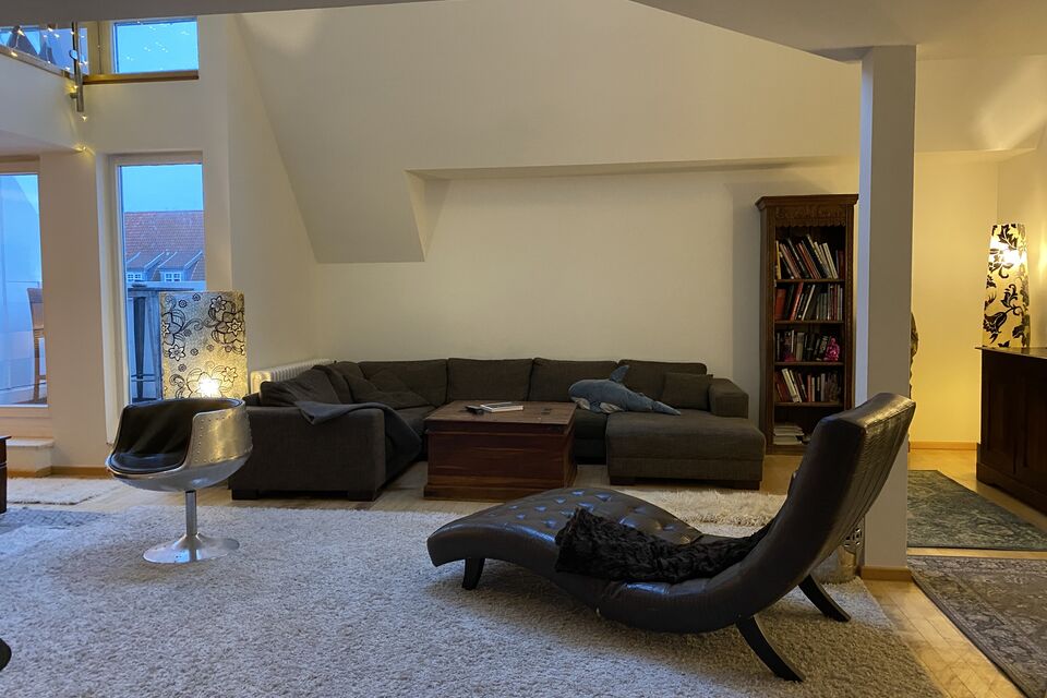 Furnished apartment, living room with designer furniture in Berlin Charlottenburg