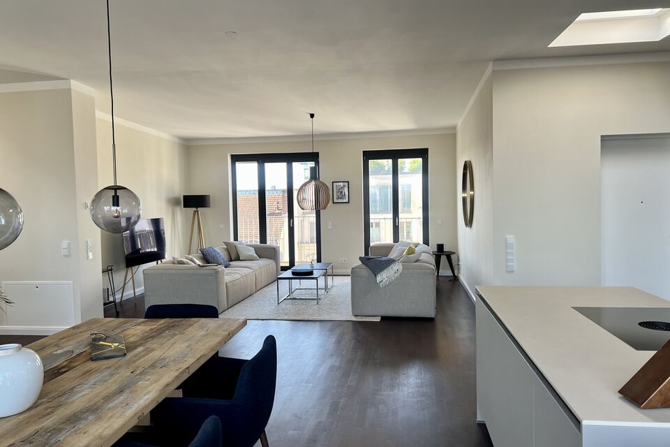 Furnished apartment, living room with terrace access in Berlin Mitte