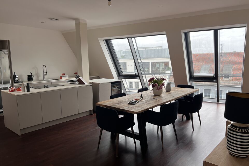 Furnished apartment, living room with skylights in Berlin Mitte