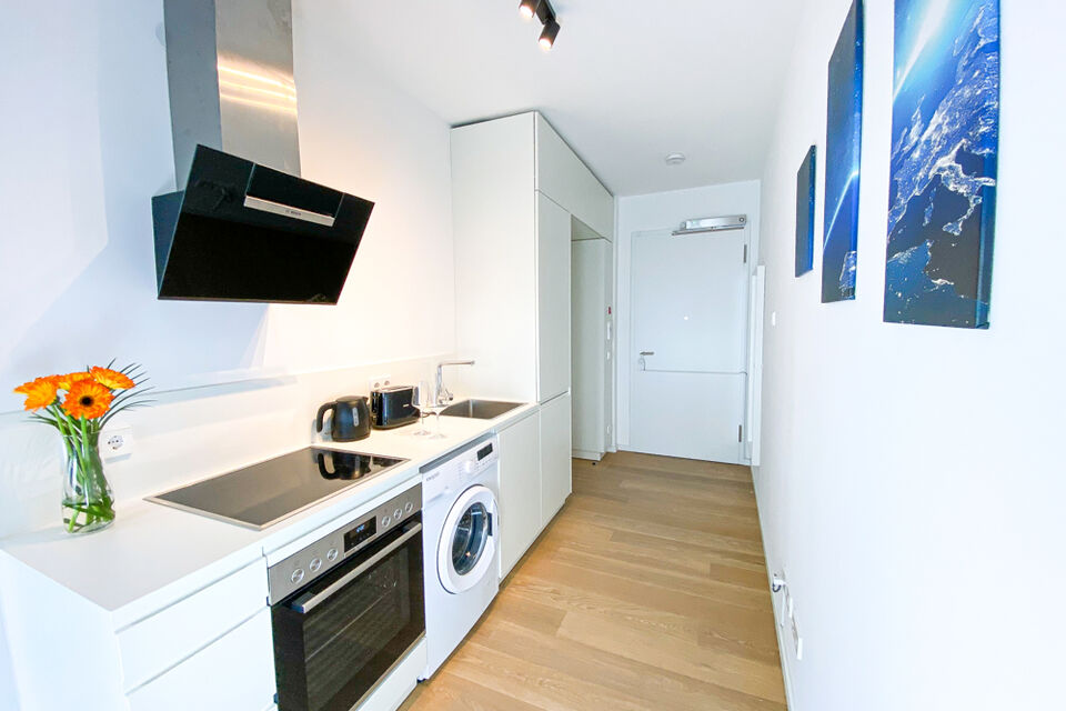 Furnished apartment, kitchen with modern appliances in Berlin Friedrichshain