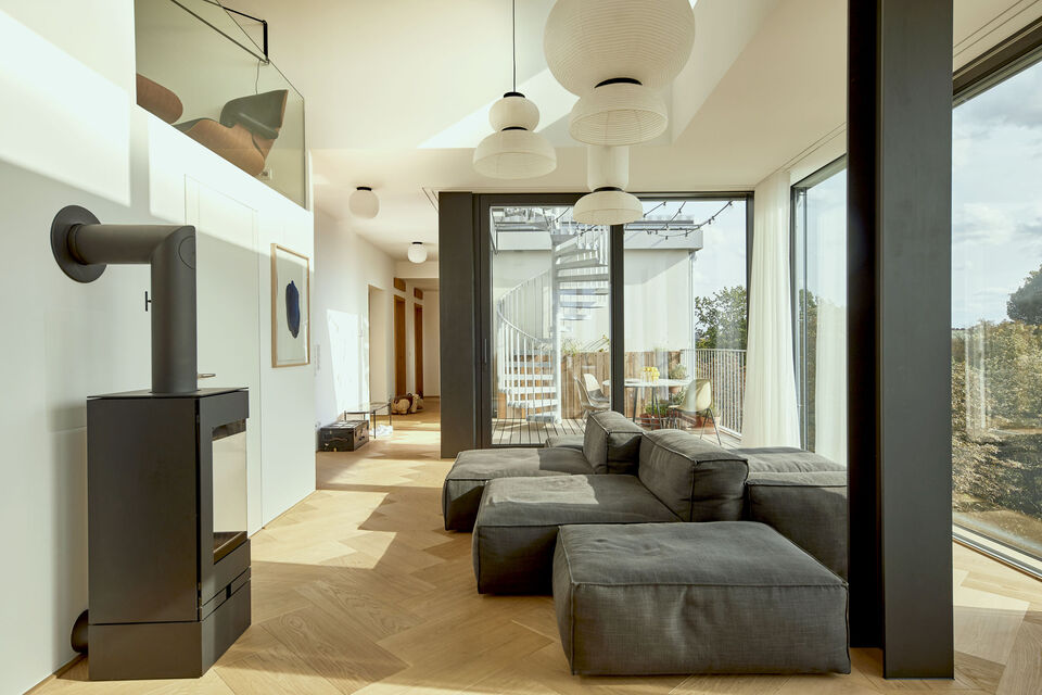Furnished apartment, living room with wood stove in Berlin Kreuzberg