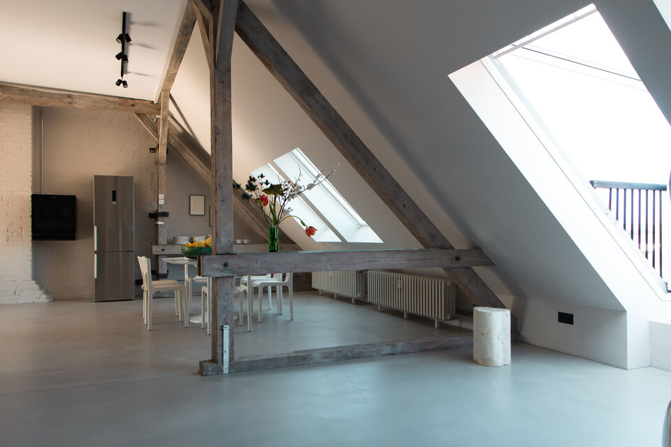 Furnished apartment, living room with sloped ceilings in Berlin Mitte