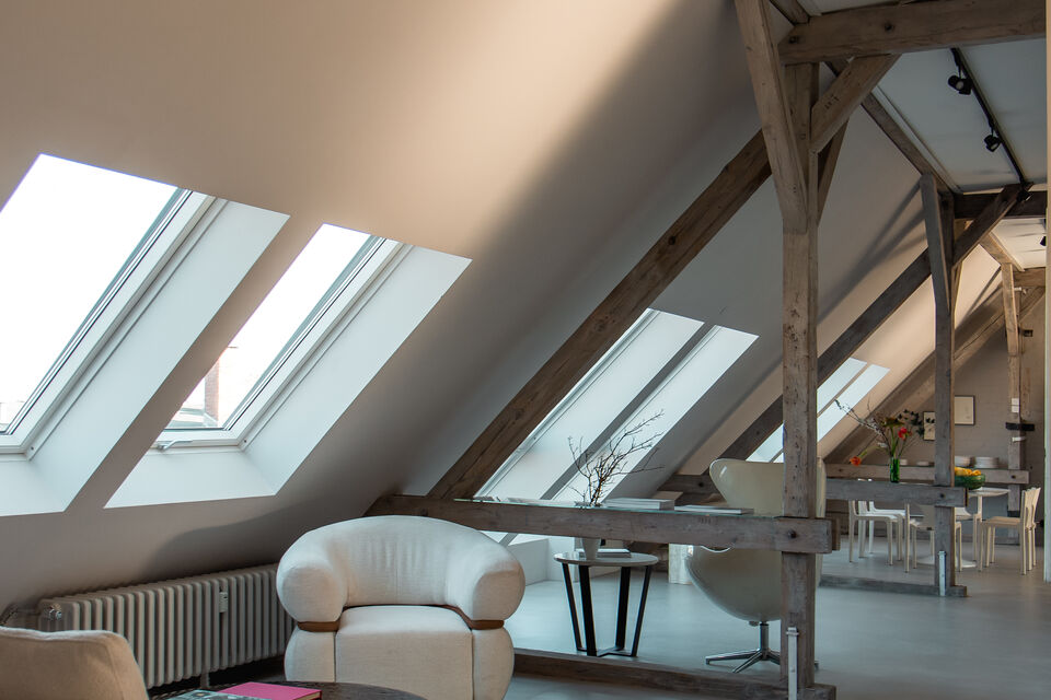 Furnished apartment, living room with skylights in Berlin Mitte