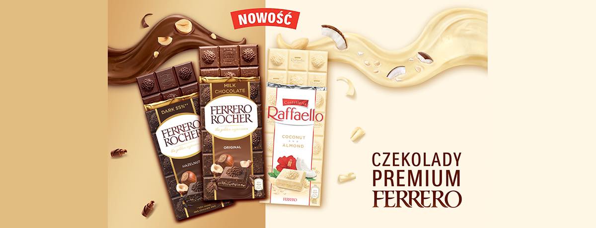 Ferrero Rocher i Raffaello - teraz też dostępne w postaci nowych tabliczek czekolady premium.