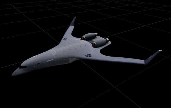 Blended-Wing-Body-Aircraft-3D-Model-Generated-By-AI3DGenerator-FetchCFD-Image-Iso.JPG - High-quality image for the Blended Wing Body Aircraft 3D Model Made by AI 3D Generator  project