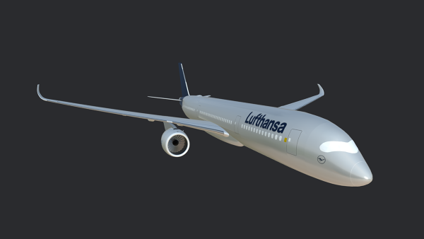 Lufthansa-Airbus-A350-900-NPS-3D-Model-FetchCFD-Image-Iso-View-2.png - High-quality image for the Lufthansa A350-900 3D Model project