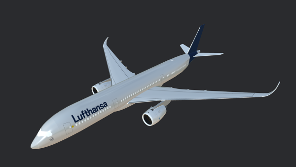Lufthansa-Airbus-A350-900-NPS-3D-Model-FetchCFD-Image-Iso-View.png - High-quality image for the Lufthansa A350-900 3D Model project