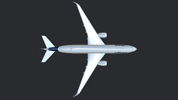 Lufthansa-Airbus-A350-900-NPS-3D-Model-FetchCFD-Image-Top-View.png - High-quality image for the Lufthansa A350-900 3D Model project