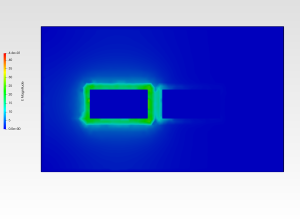 Qubit–Coupler-Electrostatic-Simulation-using-NumericalAI-Electric-field-magnitude-E.PNG - High-quality image for the Qubit–Coupler Electrostatic Simulation using NumericalAI project