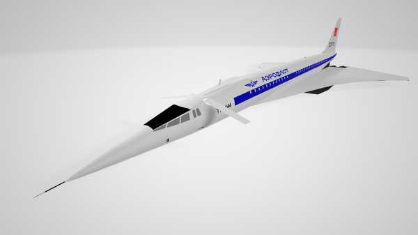 Tupolev-Tu-144-3D-Model-FetchCFD-Image-Front-View.PNG - High-quality image for the Tupolev Tu-144 Aircraft 3D Model project