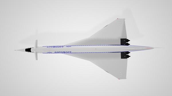 Tupolev-Tu-144-3D-Model-FetchCFD-Image-Top-View.PNG - High-quality image for the Tupolev Tu-144 Aircraft 3D Model project