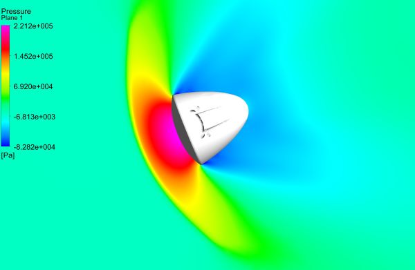 SpaceX-Dragon-CFD-Simulation-ANSYS-CFX-Pressure-Contour-FetchCFD.jpg - High-quality image for the CFD Simulation of SpaceX Dragon project