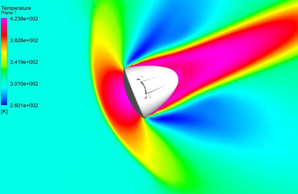 SpaceX-Dragon-CFD-Simulation-ANSYS-CFX-Temperature-Contour-FetchCFD.jpg - High-quality image for the CFD Simulation of SpaceX Dragon project