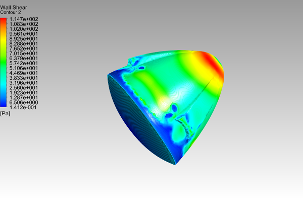 SpaceX-Dragon-CFD-Simulation-ANSYS-CFX-Surface-Wall-Shear-Stress-Contour-FetchCFD.PNG - High-quality image for the CFD Simulation of SpaceX Dragon project