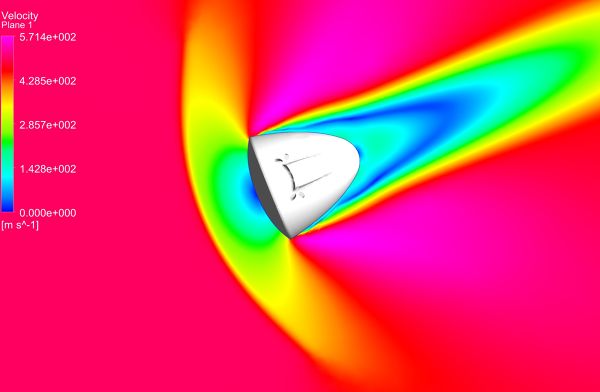 SpaceX-Dragon-CFD-Simulation-ANSYS-CFX-Velocity-Contour-FetchCFD.jpg - High-quality image for the CFD Simulation of SpaceX Dragon project