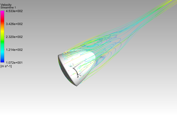 SpaceX-Dragon-CFD-Simulation-ANSYS-CFX-Velocity-Streamlines-FetchCFD.PNG - High-quality image for the CFD Simulation of SpaceX Dragon project