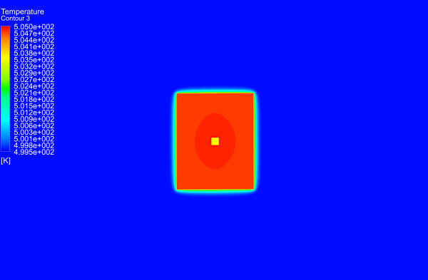 Conjugate-Heat-Transfer-CHT-Simulation-Fin-Heat-Sink-Temperature-Contour-2-FetchCFD.PNG - High-quality image for the Fin Heat Sink Conjugate Heat Transfer (CHT) Simulation project