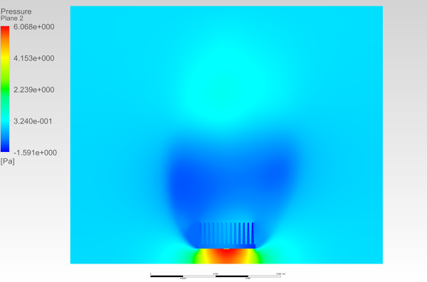 Plate-Fin-heat-sink-cht-simulation-FetchCFD-Image-Pressure-contour-view-2.PNG - High-quality image for the Plate Fin Heat Sink CHT simulation project