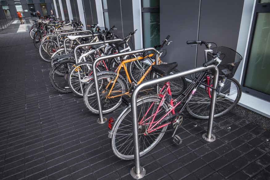 Bicycle parking racks in one of the office centres in Krakow