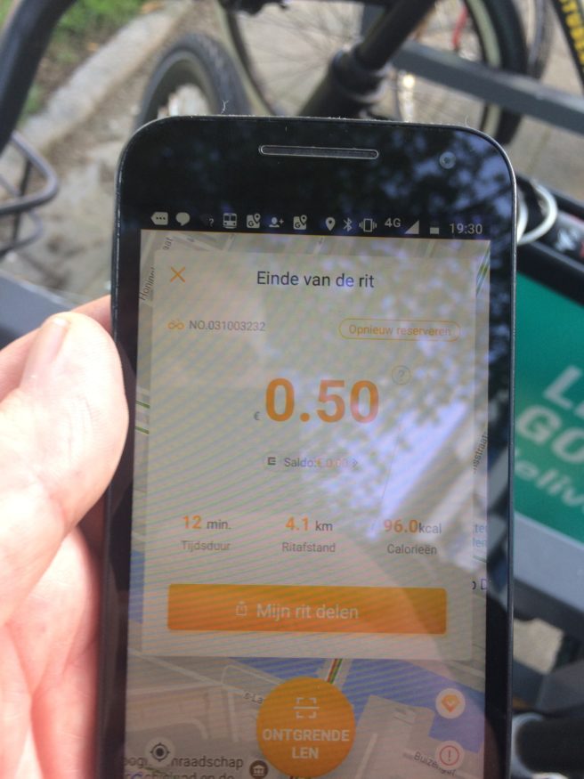 oBike app smartphone, deelfiets