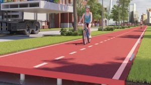Fietspad van gerecyceld plastic in Zwolle