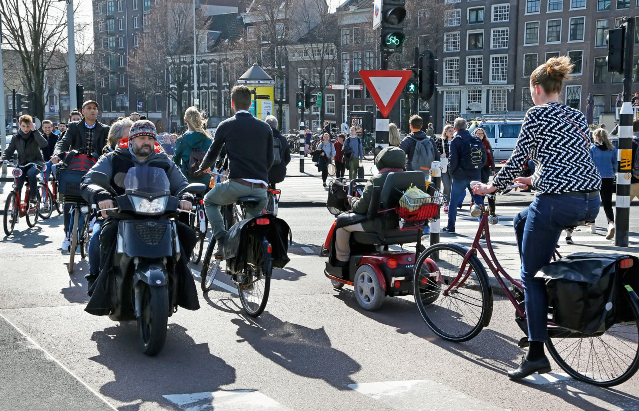 Verkeersdrukte in Amsterdam